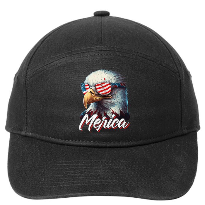 Merica Patriotic American Bald Eagle Funny 4th of July 7-Panel Snapback Hat