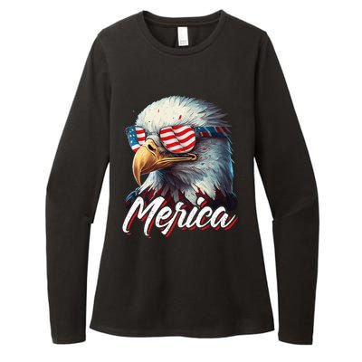 Merica Patriotic American Bald Eagle Funny 4th of July Womens CVC Long Sleeve Shirt