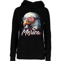 Merica Patriotic American Bald Eagle Funny 4th of July Womens Funnel Neck Pullover Hood