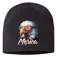 Merica Patriotic American Bald Eagle Funny 4th of July Sustainable Beanie