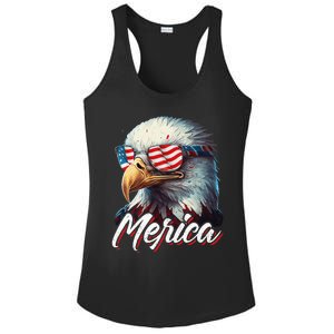 Merica Patriotic American Bald Eagle Funny 4th of July Ladies PosiCharge Competitor Racerback Tank