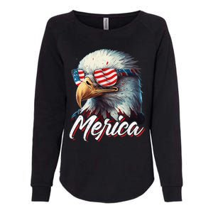 Merica Patriotic American Bald Eagle Funny 4th of July Womens California Wash Sweatshirt