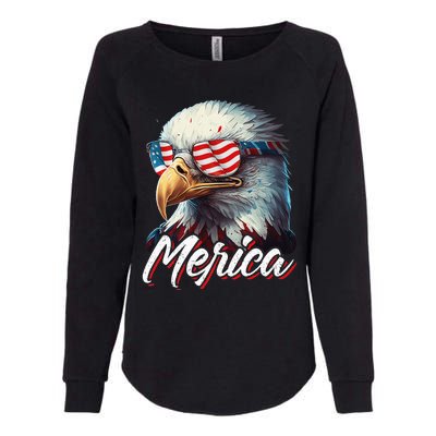 Merica Patriotic American Bald Eagle Funny 4th of July Womens California Wash Sweatshirt