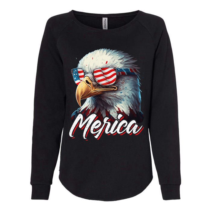 Merica Patriotic American Bald Eagle Funny 4th of July Womens California Wash Sweatshirt