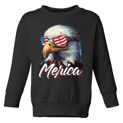 Merica Patriotic American Bald Eagle Funny 4th of July Toddler Sweatshirt