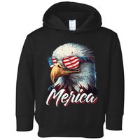 Merica Patriotic American Bald Eagle Funny 4th of July Toddler Hoodie