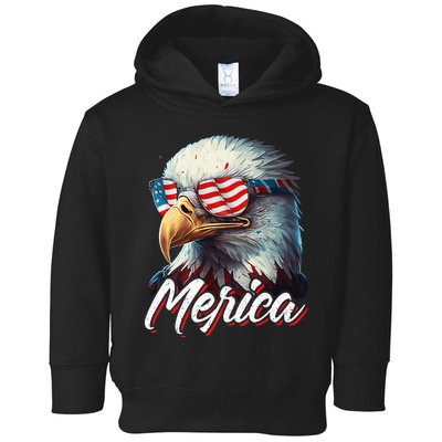 Merica Patriotic American Bald Eagle Funny 4th of July Toddler Hoodie