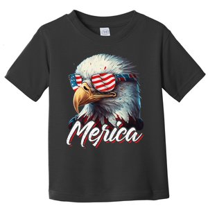 Merica Patriotic American Bald Eagle Funny 4th of July Toddler T-Shirt