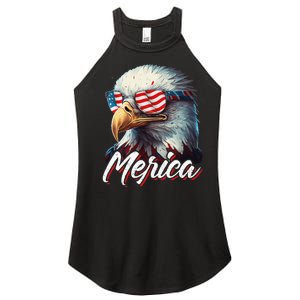 Merica Patriotic American Bald Eagle Funny 4th of July Women's Perfect Tri Rocker Tank