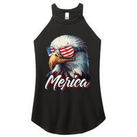 Merica Patriotic American Bald Eagle Funny 4th of July Women's Perfect Tri Rocker Tank