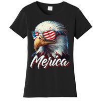 Merica Patriotic American Bald Eagle Funny 4th of July Women's T-Shirt