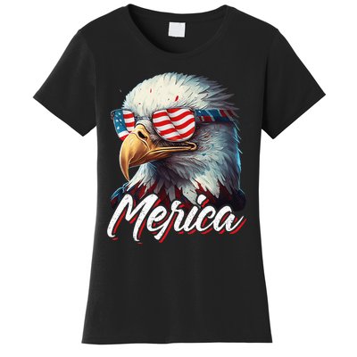 Merica Patriotic American Bald Eagle Funny 4th of July Women's T-Shirt