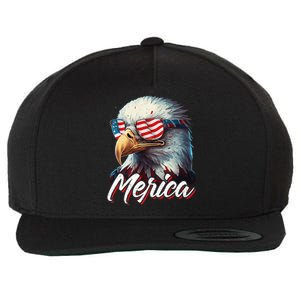 Merica Patriotic American Bald Eagle Funny 4th of July Wool Snapback Cap