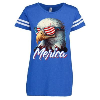 Merica Patriotic American Bald Eagle Funny 4th of July Enza Ladies Jersey Football T-Shirt