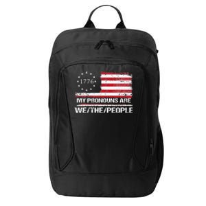 My Pronouns Are We The People American Flag City Backpack