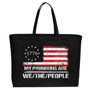 My Pronouns Are We The People American Flag Cotton Canvas Jumbo Tote