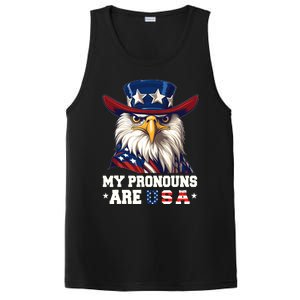 My Pronouns Are Usa Funny Eagle 4 July American PosiCharge Competitor Tank