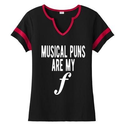 Musical Puns Are My Forte Band Instrument Fun Music Ladies Halftime Notch Neck Tee