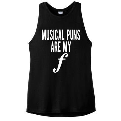 Musical Puns Are My Forte Band Instrument Fun Music Ladies PosiCharge Tri-Blend Wicking Tank