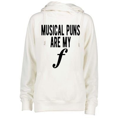 Musical Puns Are My Forte Band Instrument Fun Music Womens Funnel Neck Pullover Hood