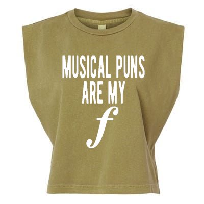 Musical Puns Are My Forte Band Instrument Fun Music Garment-Dyed Women's Muscle Tee