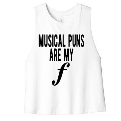 Musical Puns Are My Forte Band Instrument Fun Music Women's Racerback Cropped Tank