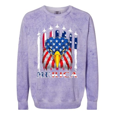 Merica Patriotic American Bald Eagle Funny 4th Of July Colorblast Crewneck Sweatshirt