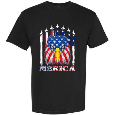 Merica Patriotic American Bald Eagle Funny 4th Of July Garment-Dyed Heavyweight T-Shirt