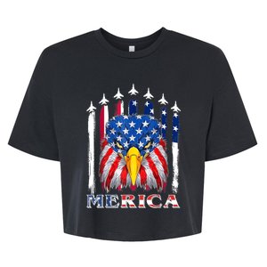 Merica Patriotic American Bald Eagle Funny 4th Of July Bella+Canvas Jersey Crop Tee