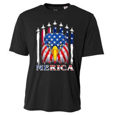 Merica Patriotic American Bald Eagle Funny 4th Of July Cooling Performance Crew T-Shirt