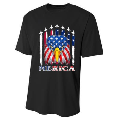 Merica Patriotic American Bald Eagle Funny 4th Of July Performance Sprint T-Shirt