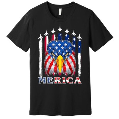 Merica Patriotic American Bald Eagle Funny 4th Of July Premium T-Shirt