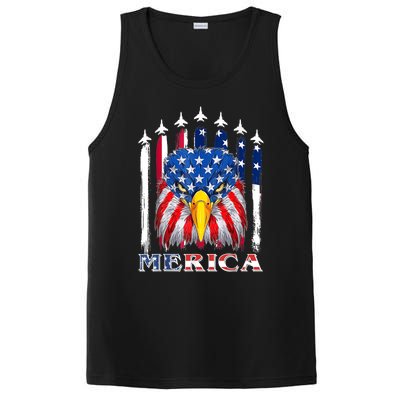 Merica Patriotic American Bald Eagle Funny 4th Of July PosiCharge Competitor Tank