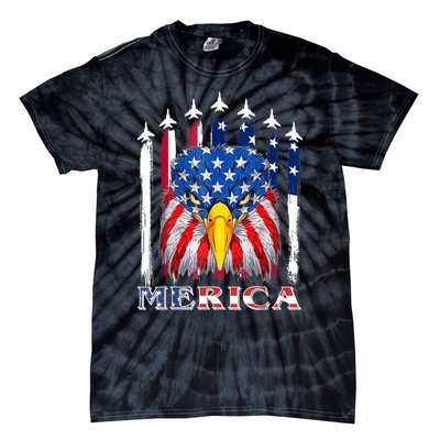 Merica Patriotic American Bald Eagle Funny 4th Of July Tie-Dye T-Shirt