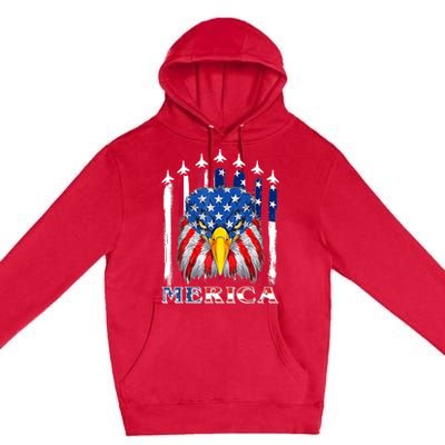 Merica Patriotic American Bald Eagle Funny 4th Of July Premium Pullover Hoodie