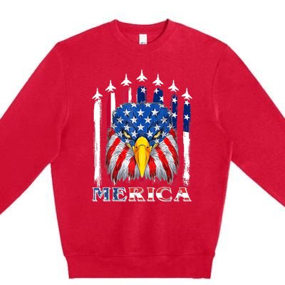 Merica Patriotic American Bald Eagle Funny 4th Of July Premium Crewneck Sweatshirt