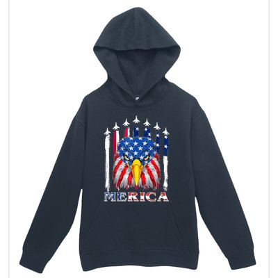 Merica Patriotic American Bald Eagle Funny 4th Of July Urban Pullover Hoodie