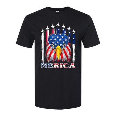 Merica Patriotic American Bald Eagle Funny 4th Of July Softstyle CVC T-Shirt