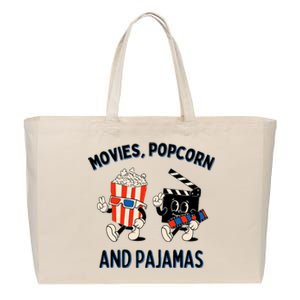 Movies Popcorn And Pajamas Popcorn Movie Night Cotton Canvas Jumbo Tote