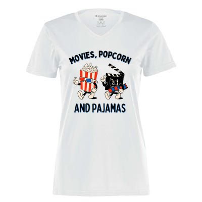 Movies Popcorn And Pajamas Popcorn Movie Night Women's Momentum V-Neck T-Shirt