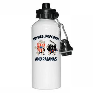 Movies Popcorn And Pajamas Popcorn Movie Night Aluminum Water Bottle