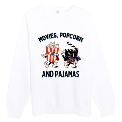 Movies Popcorn And Pajamas Popcorn Movie Night Premium Crewneck Sweatshirt