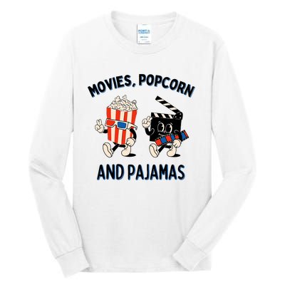 Movies Popcorn And Pajamas Popcorn Movie Night Tall Long Sleeve T-Shirt