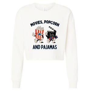 Movies Popcorn And Pajamas Popcorn Movie Night Cropped Pullover Crew