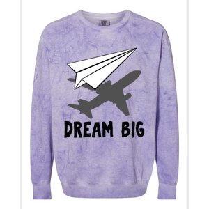 Motivational Pilot Aerospace Engineer Dream Paper Airplane Funny Gift Colorblast Crewneck Sweatshirt