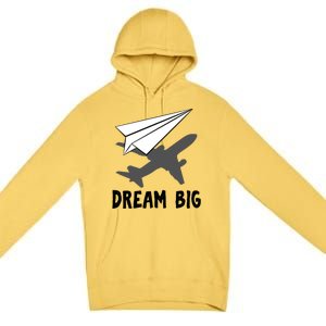 Motivational Pilot Aerospace Engineer Dream Paper Airplane Funny Gift Premium Pullover Hoodie