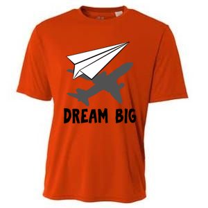 Motivational Pilot Aerospace Engineer Dream Paper Airplane Funny Gift Cooling Performance Crew T-Shirt