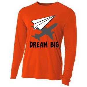 Motivational Pilot Aerospace Engineer Dream Paper Airplane Funny Gift Cooling Performance Long Sleeve Crew