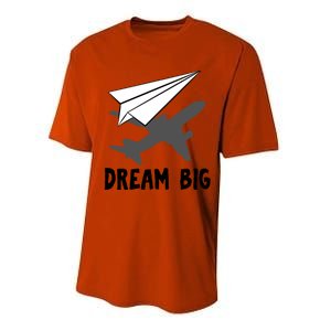 Motivational Pilot Aerospace Engineer Dream Paper Airplane Funny Gift Performance Sprint T-Shirt