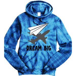 Motivational Pilot Aerospace Engineer Dream Paper Airplane Funny Gift Tie Dye Hoodie